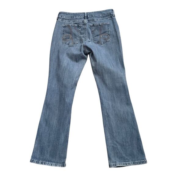 RIDERS by Lee Womens Petite Size 12P Mid Rise Boot Cut Blue Jeans 28.5" Inseam - Picture 2 of 6